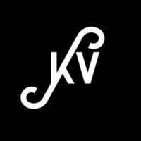 diseño del logotipo de la letra kv sobre fondo negro. concepto de logotipo de letra de iniciales creativas kv. diseño de letras kv. kv diseño de letras blancas sobre fondo negro. kv, logotipo de kv vector