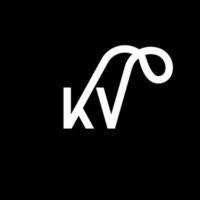 diseño del logotipo de la letra kv sobre fondo negro. concepto de logotipo de letra de iniciales creativas kv. diseño de letras kv. kv diseño de letras blancas sobre fondo negro. kv, logotipo de kv vector