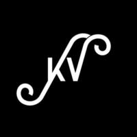 diseño del logotipo de la letra kv sobre fondo negro. concepto de logotipo de letra de iniciales creativas kv. diseño de letras kv. kv diseño de letras blancas sobre fondo negro. kv, logotipo de kv vector