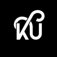 diseño de logotipo de letra ku sobre fondo negro. concepto creativo del logotipo de la letra de las iniciales ku. diseño de letras ku. ku diseño de letras blancas sobre fondo negro. logotipo de ku, ku vector