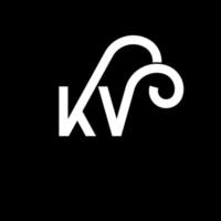 diseño del logotipo de la letra kv sobre fondo negro. concepto de logotipo de letra de iniciales creativas kv. diseño de letras kv. kv diseño de letras blancas sobre fondo negro. kv, logotipo de kv vector