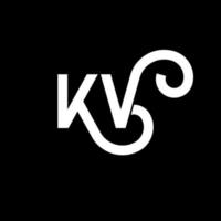 diseño del logotipo de la letra kv sobre fondo negro. concepto de logotipo de letra de iniciales creativas kv. diseño de letras kv. kv diseño de letras blancas sobre fondo negro. kv, logotipo de kv vector