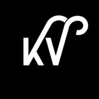 diseño del logotipo de la letra kv sobre fondo negro. concepto de logotipo de letra de iniciales creativas kv. diseño de letras kv. kv diseño de letras blancas sobre fondo negro. kv, logotipo de kv vector