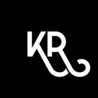 diseño de logotipo de letra kr sobre fondo negro. concepto de logotipo de letra de iniciales creativas kr. diseño de letras kr. kr diseño de letras blancas sobre fondo negro. kr, logotipo de kr vector