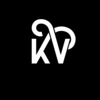 diseño del logotipo de la letra kv sobre fondo negro. concepto de logotipo de letra de iniciales creativas kv. diseño de letras kv. kv diseño de letras blancas sobre fondo negro. kv, logotipo de kv vector