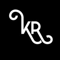 diseño de logotipo de letra kr sobre fondo negro. concepto de logotipo de letra de iniciales creativas kr. diseño de letras kr. kr diseño de letras blancas sobre fondo negro. kr, logotipo de kr vector