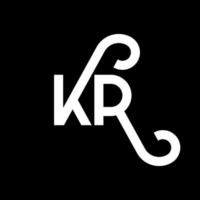 diseño de logotipo de letra kr sobre fondo negro. concepto de logotipo de letra de iniciales creativas kr. diseño de letras kr. kr diseño de letras blancas sobre fondo negro. kr, logotipo de kr vector