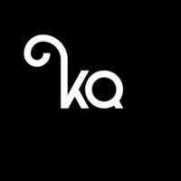 KQ letter logo design on black background. KQ creative initials letter logo concept. kq letter design. KQ white letter design on black background. K Q, k q logo vector