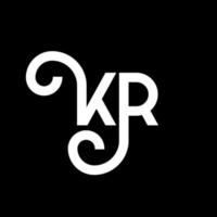 diseño de logotipo de letra kr sobre fondo negro. concepto de logotipo de letra de iniciales creativas kr. diseño de letras kr. kr diseño de letras blancas sobre fondo negro. kr, logotipo de kr vector