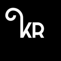 diseño de logotipo de letra kr sobre fondo negro. concepto de logotipo de letra de iniciales creativas kr. diseño de letras kr. kr diseño de letras blancas sobre fondo negro. kr, logotipo de kr vector