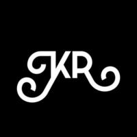 diseño de logotipo de letra kr sobre fondo negro. concepto de logotipo de letra de iniciales creativas kr. diseño de letras kr. kr diseño de letras blancas sobre fondo negro. kr, logotipo de kr vector