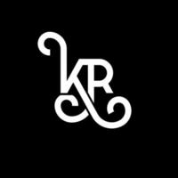 diseño de logotipo de letra kr sobre fondo negro. concepto de logotipo de letra de iniciales creativas kr. diseño de letras kr. kr diseño de letras blancas sobre fondo negro. kr, logotipo de kr vector