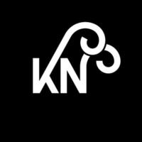 diseño de logotipo de letra kn sobre fondo negro. concepto de logotipo de letra de iniciales creativas kn. diseño de letras kn. kn diseño de letras blancas sobre fondo negro. kn, logotipo de kn vector