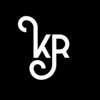 diseño de logotipo de letra kr sobre fondo negro. concepto de logotipo de letra de iniciales creativas kr. diseño de letras kr. kr diseño de letras blancas sobre fondo negro. kr, logotipo de kr vector