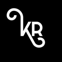 diseño de logotipo de letra kr sobre fondo negro. concepto de logotipo de letra de iniciales creativas kr. diseño de letras kr. kr diseño de letras blancas sobre fondo negro. kr, logotipo de kr vector