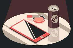 coffee can and smartphone vector