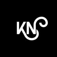 diseño de logotipo de letra kn sobre fondo negro. concepto de logotipo de letra de iniciales creativas kn. diseño de letras kn. kn diseño de letras blancas sobre fondo negro. kn, logotipo de kn vector