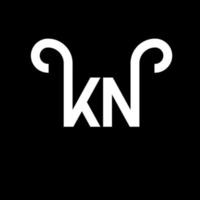 diseño de logotipo de letra kn sobre fondo negro. concepto de logotipo de letra de iniciales creativas kn. diseño de letras kn. kn diseño de letras blancas sobre fondo negro. kn, logotipo de kn vector