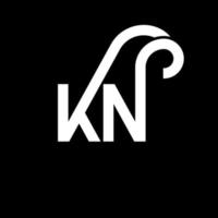 diseño de logotipo de letra kn sobre fondo negro. concepto de logotipo de letra de iniciales creativas kn. diseño de letras kn. kn diseño de letras blancas sobre fondo negro. kn, logotipo de kn vector