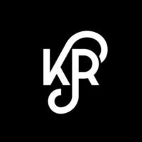 diseño de logotipo de letra kr sobre fondo negro. concepto de logotipo de letra de iniciales creativas kr. diseño de letras kr. kr diseño de letras blancas sobre fondo negro. kr, logotipo de kr vector