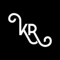 diseño de logotipo de letra kr sobre fondo negro. concepto de logotipo de letra de iniciales creativas kr. diseño de letras kr. kr diseño de letras blancas sobre fondo negro. kr, logotipo de kr vector