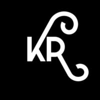 diseño de logotipo de letra kr sobre fondo negro. concepto de logotipo de letra de iniciales creativas kr. diseño de letras kr. kr diseño de letras blancas sobre fondo negro. kr, logotipo de kr vector