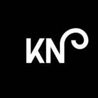 diseño de logotipo de letra kn sobre fondo negro. concepto de logotipo de letra de iniciales creativas kn. diseño de letras kn. kn diseño de letras blancas sobre fondo negro. kn, logotipo de kn vector