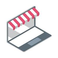 online shopping by laptop vector