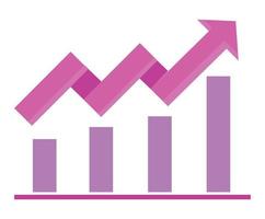 purple arrow and statistics bars vector