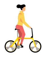 girl in yellow bicycle vector