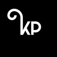 diseño de logotipo de letra kp sobre fondo negro. concepto de logotipo de letra de iniciales creativas kp. diseño de letras kp. kp diseño de letras blancas sobre fondo negro. kp, logotipo de kp vector