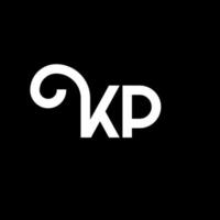 diseño de logotipo de letra kp sobre fondo negro. concepto de logotipo de letra de iniciales creativas kp. diseño de letras kp. kp diseño de letras blancas sobre fondo negro. kp, logotipo de kp vector