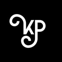 diseño de logotipo de letra kp sobre fondo negro. concepto de logotipo de letra de iniciales creativas kp. diseño de letras kp. kp diseño de letras blancas sobre fondo negro. kp, logotipo de kp vector