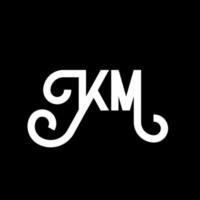 diseño de logotipo de letra km sobre fondo negro. concepto de logotipo de letra de iniciales creativas km. diseño de letras km. km diseño de letras blancas sobre fondo negro. km, logotipo de km vector