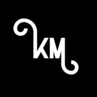 diseño de logotipo de letra km sobre fondo negro. concepto de logotipo de letra de iniciales creativas km. diseño de letras km. km diseño de letras blancas sobre fondo negro. km, logotipo de km vector