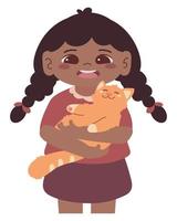 little girl with cat vector