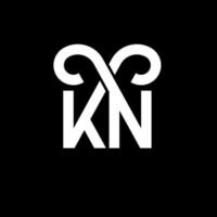 diseño de logotipo de letra kn sobre fondo negro. concepto de logotipo de letra de iniciales creativas kn. diseño de letras kn. kn diseño de letras blancas sobre fondo negro. kn, logotipo de kn vector