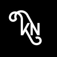 diseño de logotipo de letra kn sobre fondo negro. concepto de logotipo de letra de iniciales creativas kn. diseño de letras kn. kn diseño de letras blancas sobre fondo negro. kn, logotipo de kn vector