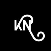 diseño de logotipo de letra kn sobre fondo negro. concepto de logotipo de letra de iniciales creativas kn. diseño de letras kn. kn diseño de letras blancas sobre fondo negro. kn, logotipo de kn vector