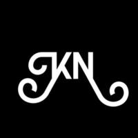 diseño de logotipo de letra kn sobre fondo negro. concepto de logotipo de letra de iniciales creativas kn. diseño de letras kn. kn diseño de letras blancas sobre fondo negro. kn, logotipo de kn vector