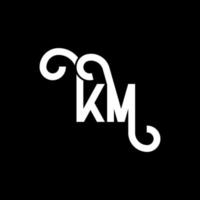 diseño de logotipo de letra km sobre fondo negro. concepto de logotipo de letra de iniciales creativas km. diseño de letras km. km diseño de letras blancas sobre fondo negro. km, logotipo de km vector