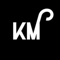 diseño de logotipo de letra km sobre fondo negro. concepto de logotipo de letra de iniciales creativas km. diseño de letras km. km diseño de letras blancas sobre fondo negro. km, logotipo de km vector