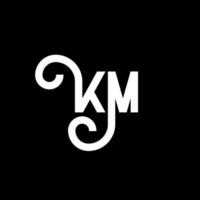 KM letter logo design on black background. KM creative initials letter logo concept. km letter design. KM white letter design on black background. K M, k m logo vector