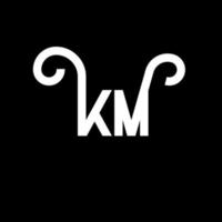 diseño de logotipo de letra km sobre fondo negro. concepto de logotipo de letra de iniciales creativas km. diseño de letras km. km diseño de letras blancas sobre fondo negro. km, logotipo de km vector