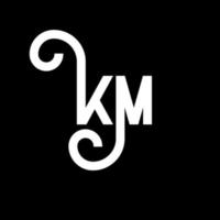 KM letter logo design on black background. KM creative initials letter logo concept. km letter design. KM white letter design on black background. K M, k m logo vector