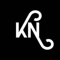 diseño de logotipo de letra kn sobre fondo negro. concepto de logotipo de letra de iniciales creativas kn. diseño de letras kn. kn diseño de letras blancas sobre fondo negro. kn, logotipo de kn vector