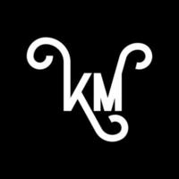 KM letter logo design on black background. KM creative initials letter logo concept. km letter design. KM white letter design on black background. K M, k m logo vector