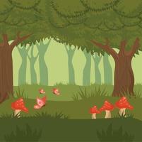 bosque encantado con arboles vector