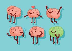 personajes cómicos de seis cerebros vector