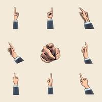 nine fingers points drawn vector